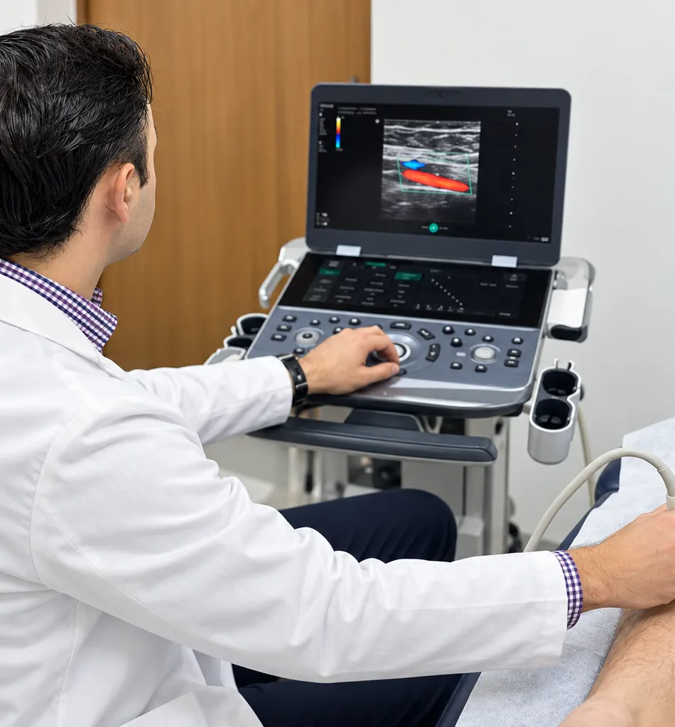 Ultrasonido Doppler a color para descartar trombosis en una flebitis, por el Dr. Ranulfo Zendejas en León