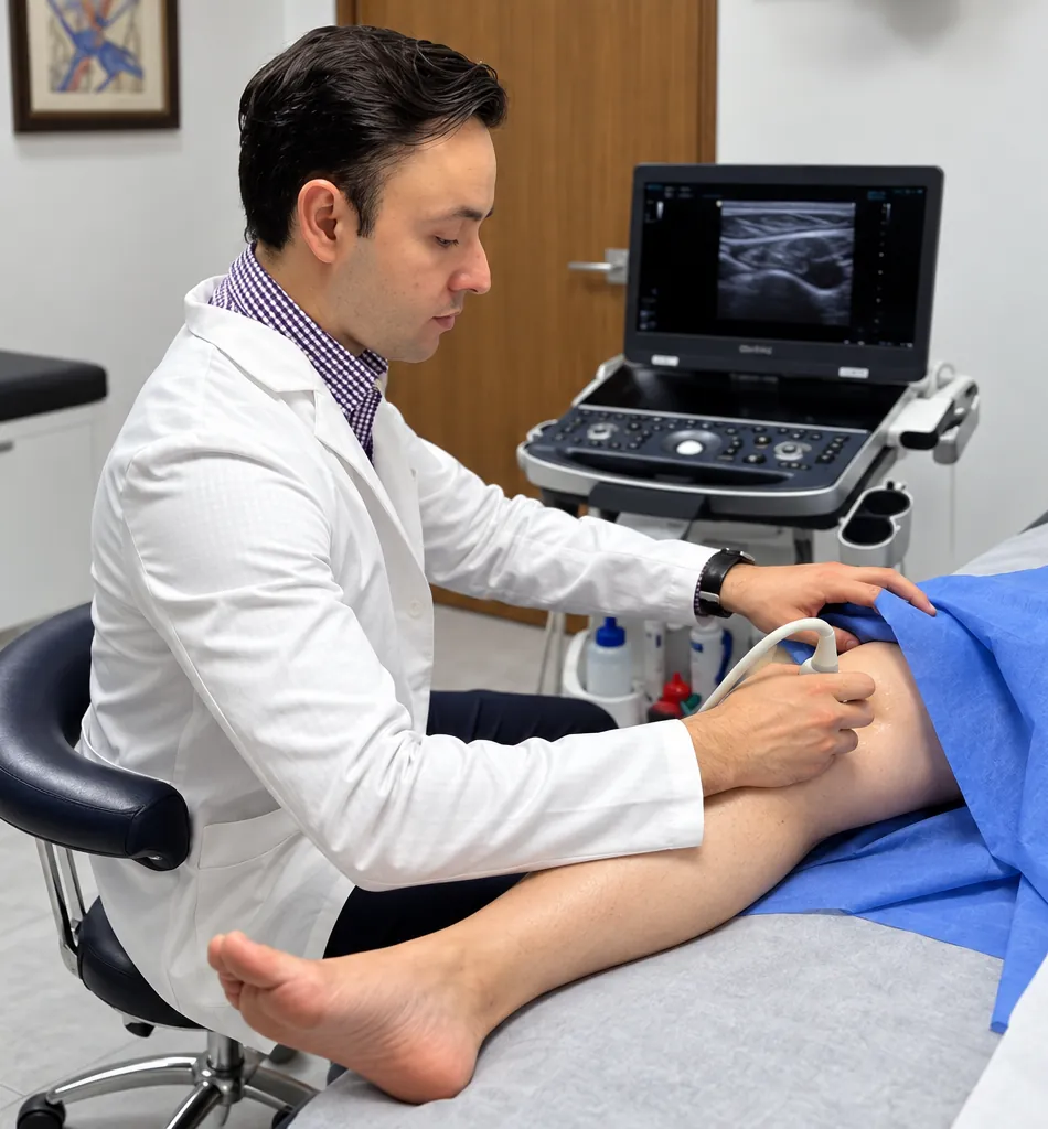 Doppler venoso de piernas para valorar várices en el consultorio del Dr. Zendejas en León